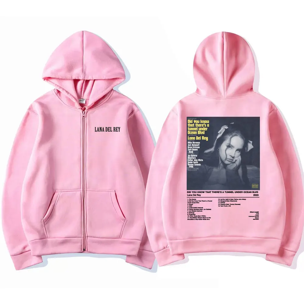 Lana Del Rey Did You Know That There's A Tunnel Under Ocean Blvd Music Album Zipper Hoodie Men Women Hip Hop Zip Up Jacket Tops