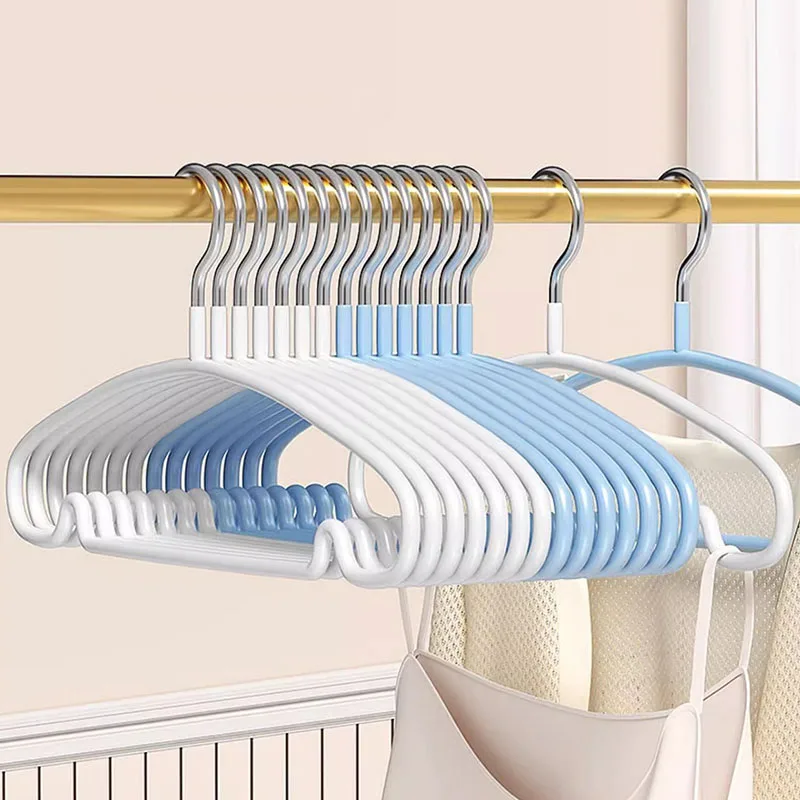 Non-Slip Hanger 10pcs No Trace Coated Metal Clothes Hangers Thicken Suit Coat Shirt Jacket Hanging Hanger with Round Notches