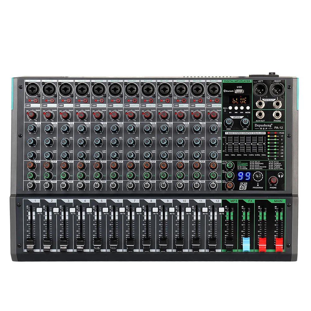 Depusheng Pa12 Professional Audio Mixer Sound Board Console Desk System