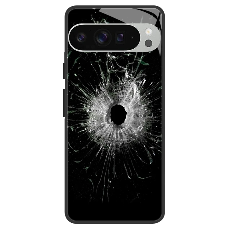 Silicone Bumper Hard Shell Phone Case with Tempered Glass Back Cover