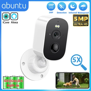 5MP HD Wireless Wifi Camera Built-in 4800mAh Battery ICsee Surveillance Camera 5X Zoom 7 Days Long Standby Home Security Camera 1