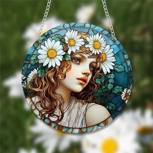 4PCS Acrylic Disc Pendant with Chain 3