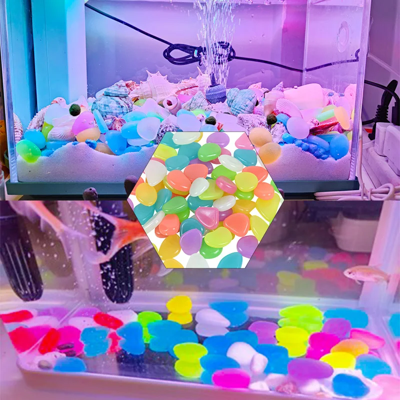 25/50Pcs Luminous Pebbles Stone That Glows in the Dark DIY Home Fish Tank Flower Pot Decor Garden Path Cobblestone Decoration glow stones garden decoration decorative stones