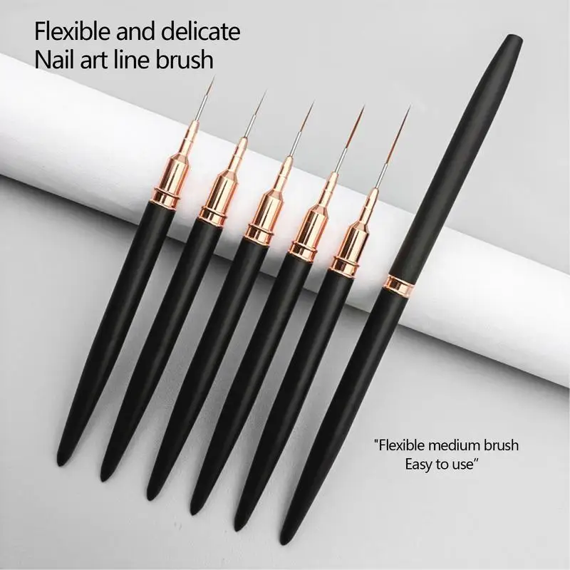 Nail Liner Brush Rose Golden Drawing Lines Stripe Painting Flower Pen Nail Art Manicure Details Liner black wire drawing pen