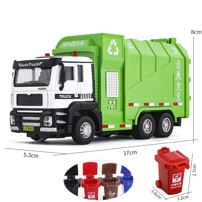 1:50 alloy pull back garbage sanitation truck model ,simulation garbage transport truck,environmental protection ,free shippng