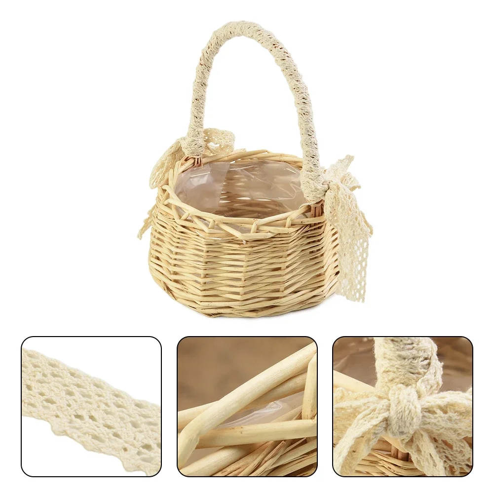 Wicker Storage Basket. Shopping Basket Storage Flower Flower Pot Food Fresh Rattan Gifts Girl Picnic High Quality 5