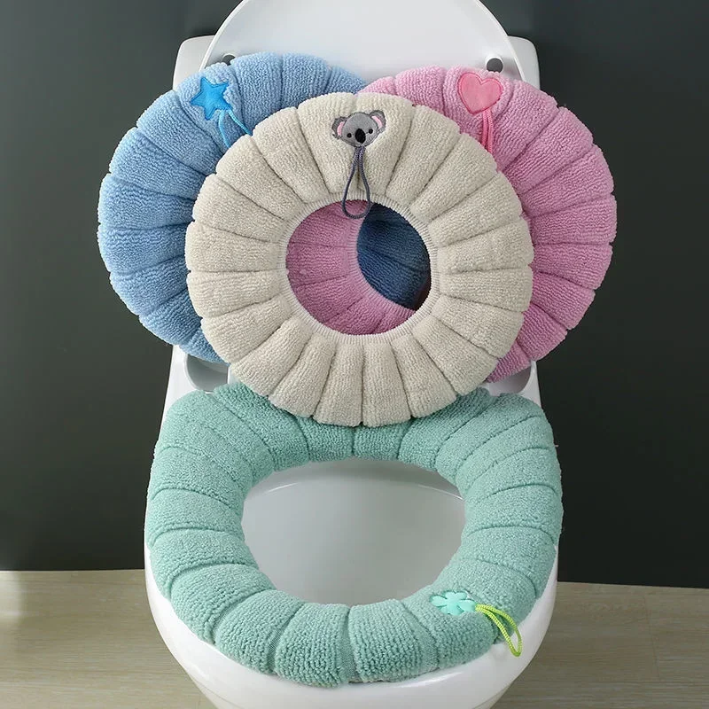 Winter Warm Toilet Seat Cover Mat Bathroom Toilet Pad Cushion with Handle Thicker Soft Washable Closestool Warmer Accessories 2