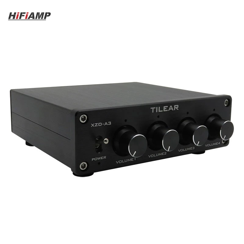 TILEAR XZD-A3 4-IN 1-OUT 스테레오 오디오 믹서 6xNE5532 연산 증폭기 독립 볼륨 조절 지원