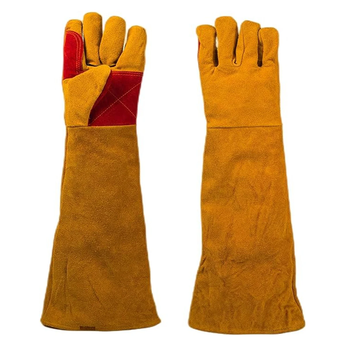 236InchLongSleevesLeatherWeldingGlovesHeatResistantStoveFire