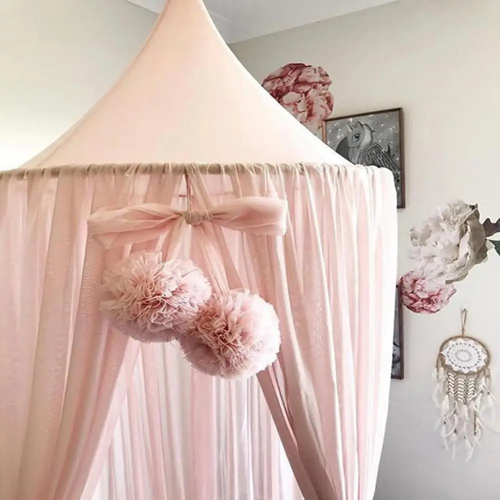 Kids Baby Bed Canopy Chiffon Pom Ball for Mosquito Net Bedding Hanging Home Room Decor