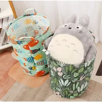 New Print Laundry Basket Portable Foldable Home Laundry Storage Bag Cotton Linen Hamper for Kids Toys Dirty Clothes Basket Large 2