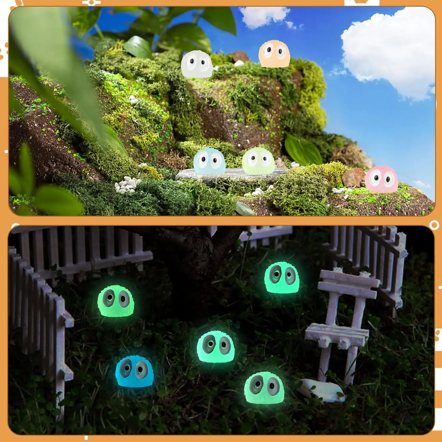 100/200Pcs Luminous Mini Resin Ghost Tree Elves Decorations Glow in The Dark Fairy Garden for Cake/Party Decor Glowing Miniature 6