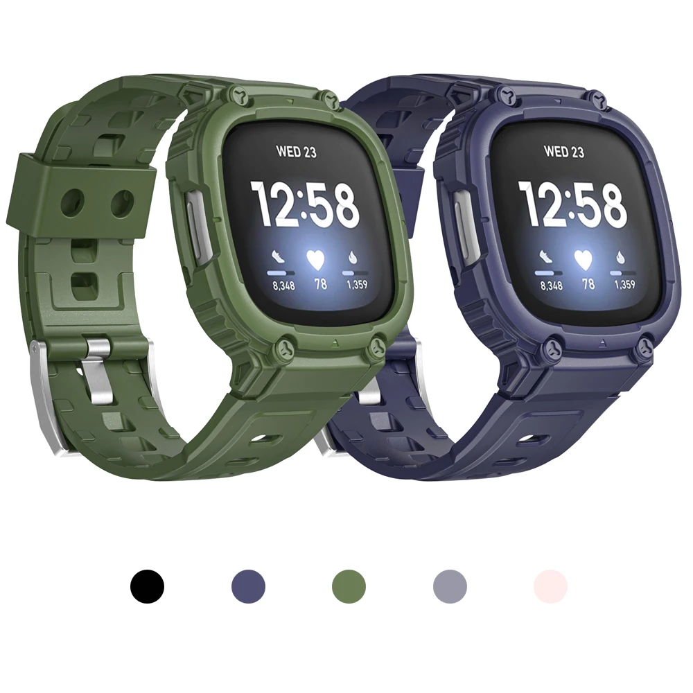 Совместим с Fitbit Versa 4/Fitbit Versa 3/Fitbit Sense 2/Fitbit Sense1 полосы со стандартным мужским защитным чехлом