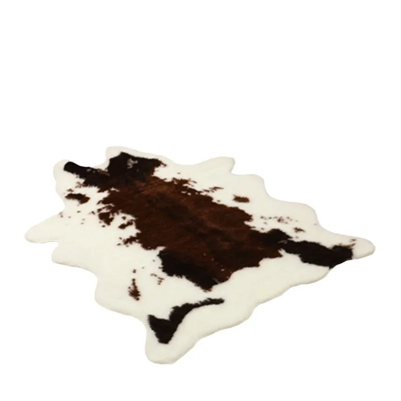 Modern Fur Animal Skins Natural Shape Carpets Zebra Cow Animal Printed Carpet Soft Plush Imitation Leather Rugs Non-slip Mats 5