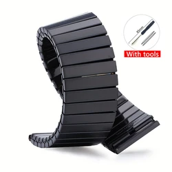 Stainless Steel Metal Expansion Bracelet Elastic Strap for 22mm (Black)