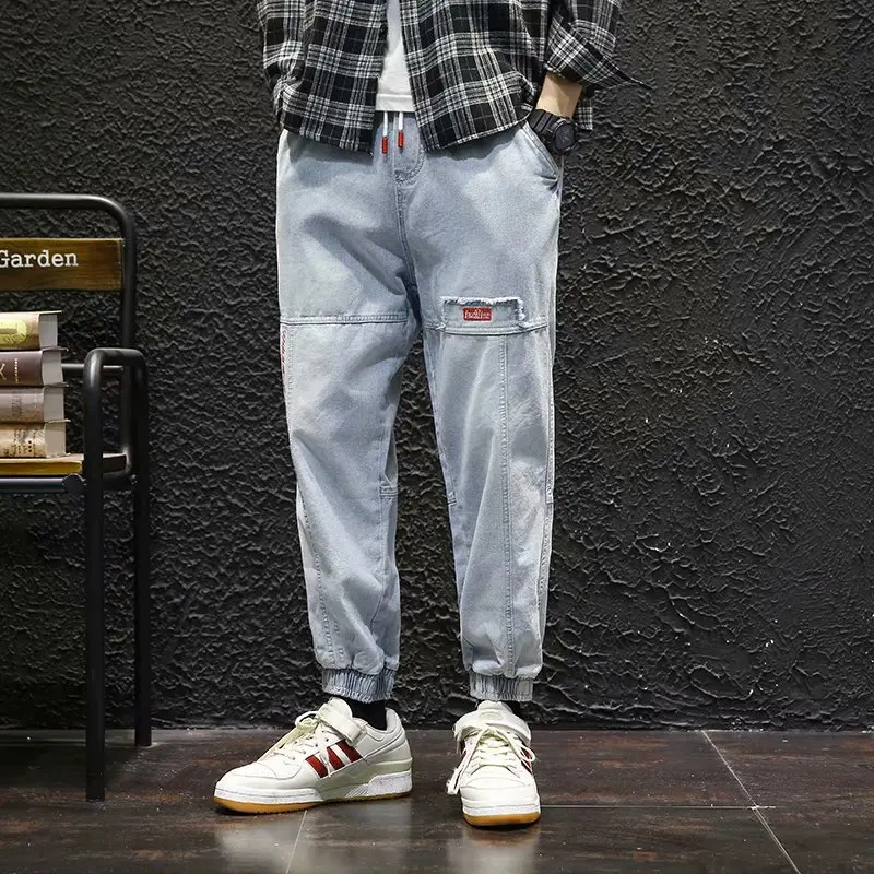 2025 New Streetwear Hip Hop Cargo Pants Men's Jeans Elastic