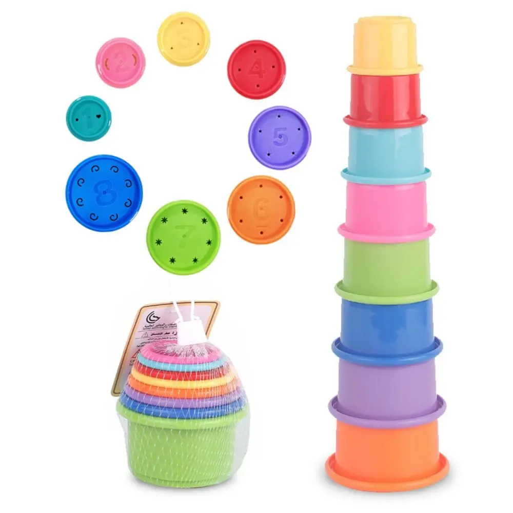 Cartoon Bear Stacking Ring Tower Building Block Montessori Stacking Nesting Circle Toy Early Education Plastic Cement