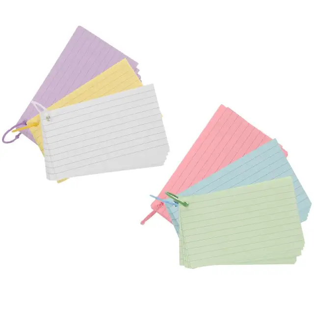 Study Cards Revision Index Flash Record Cards - Blank Colored Cards With  Metal Binder Ring 4in. Ring Office Binders & Supplies