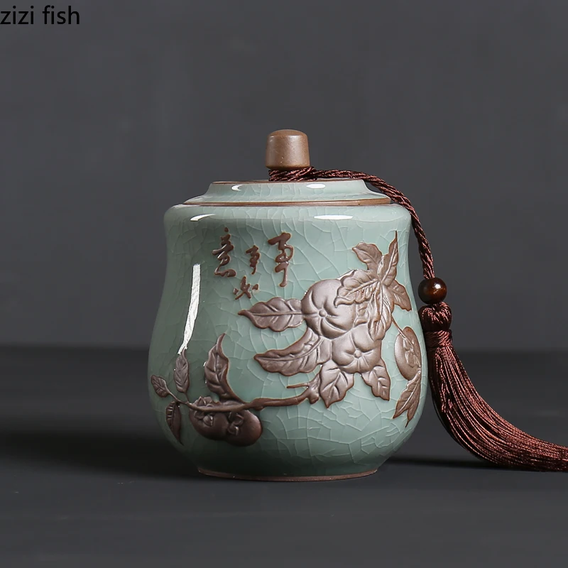 Ceramic Tea Caddy Storage Tank Sealed Jar Candy Jar Tea Box Sugar Bowl Organizer Home Food Container Decorative Jars Can Tea Canister