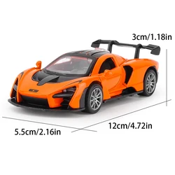 Premium Alloy Toy Car with Inertia Drive and Opening Doors - Durable Collectible Display Vehicle (Orange)