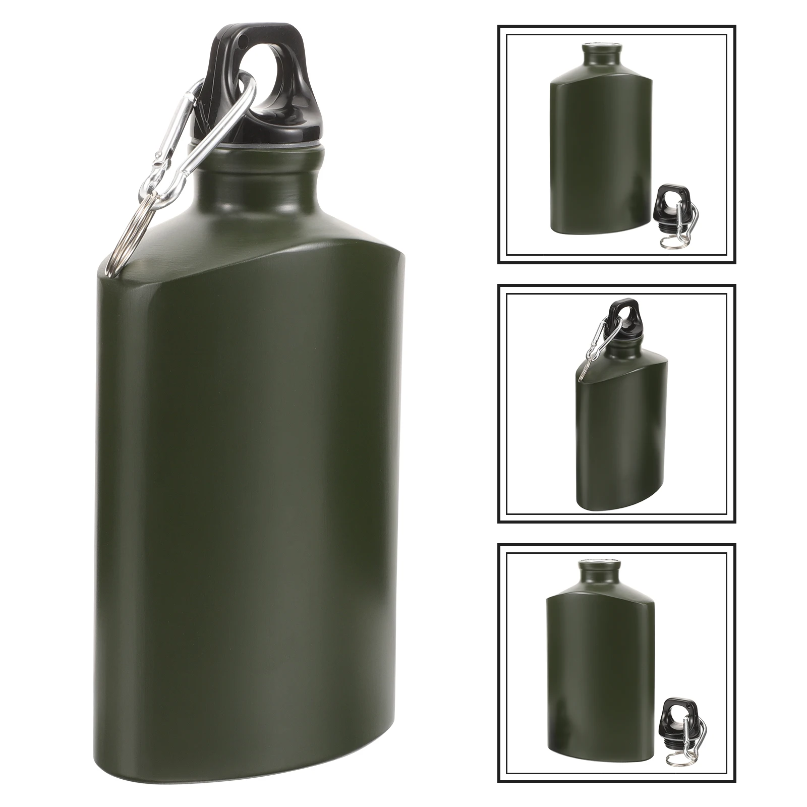 Aluminum Flat Kettle 500ml Travel Camping Hiking Outdoor Recreation Portable With Hook