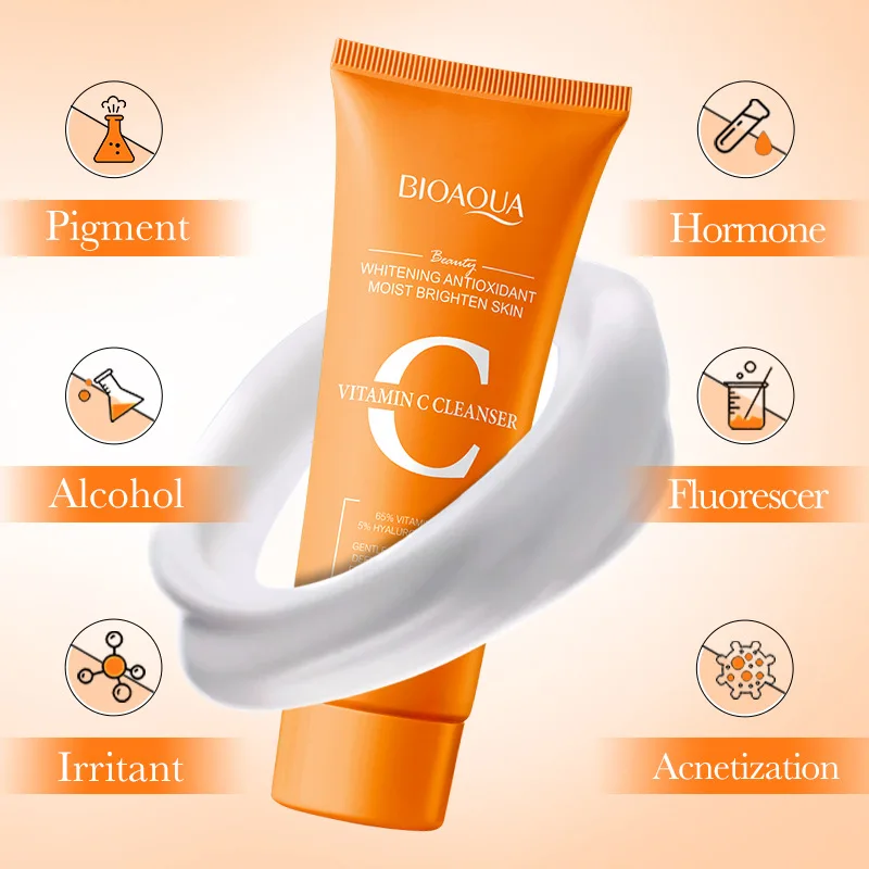 BIOAQUA Hyaluronic Acid Retinol Vitamin C Facial Cleanser Oil Control Moisturizing Face Wash Foam Face Cleanser Skin Care 5