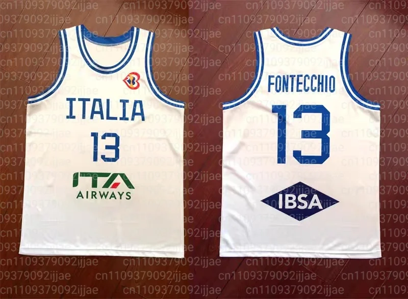 2026 Neuerscheinung Italien Herren-Basketballtrikots Nationalmannschaft Weiß-Blau Heim Auswärts Erwachsene Kinder 3D-Druck T-Shirt Familien-Set – Detail 3