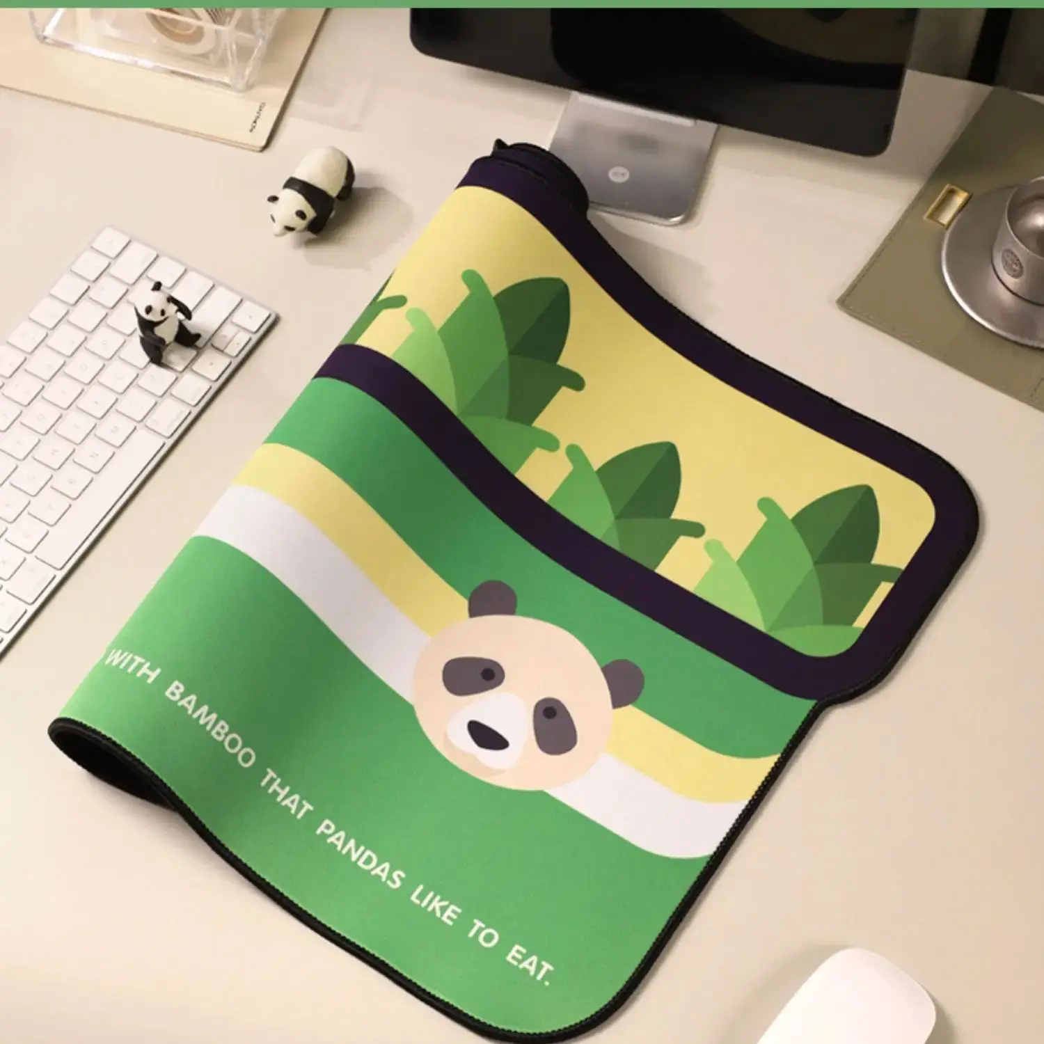 귀여운 녹색 팬더 마우스 패드 게임용 키보드 패드, 게이머 또는 친구용 핸드헬드 대형 손목 패드, 사무실 또는 가정용 선물