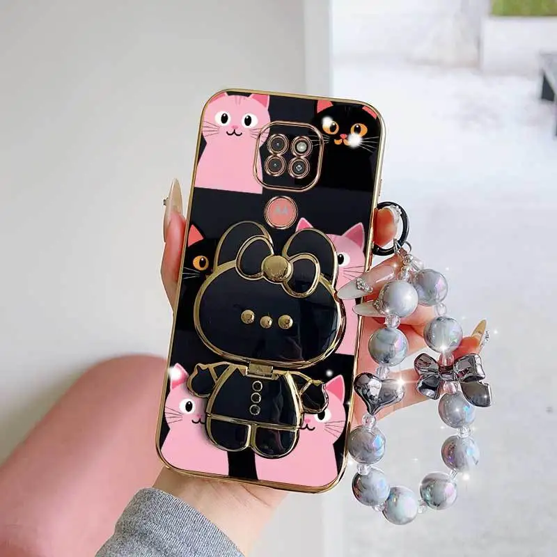 Elegant Pink Heart Shape Phone Case Set with Lanyard and Rabbit Stand