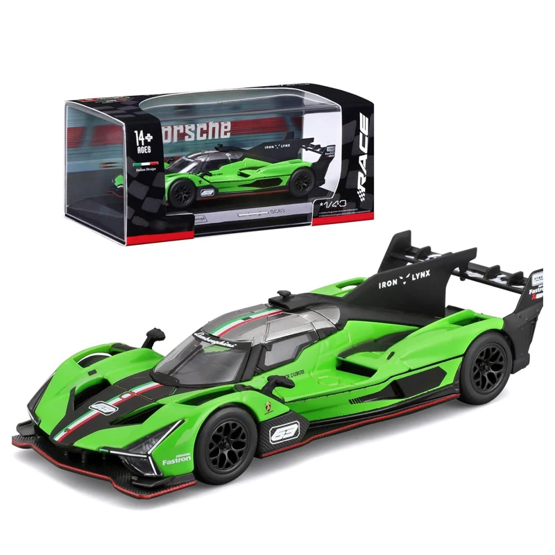 Bburago 1:43 Lamborghini SC63 Porsche 911 Audi S1 C8R Alfa Alloy Luxury Vehicle Diecast Pull Back Cars Model Toy Collection Gift 2