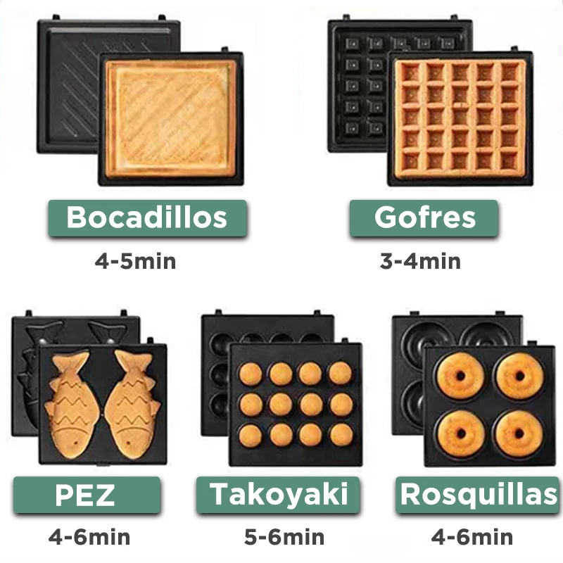 Electric Sandwich Maker Toaster Making Machine Breakfast Sandwiches Waffles Taiyaki Takoyaki Donuts Baking Pan Oven Molds