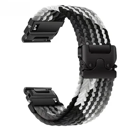 Durable Braided Nylon Watch Strap with Loop Design - 26mm (Black white)