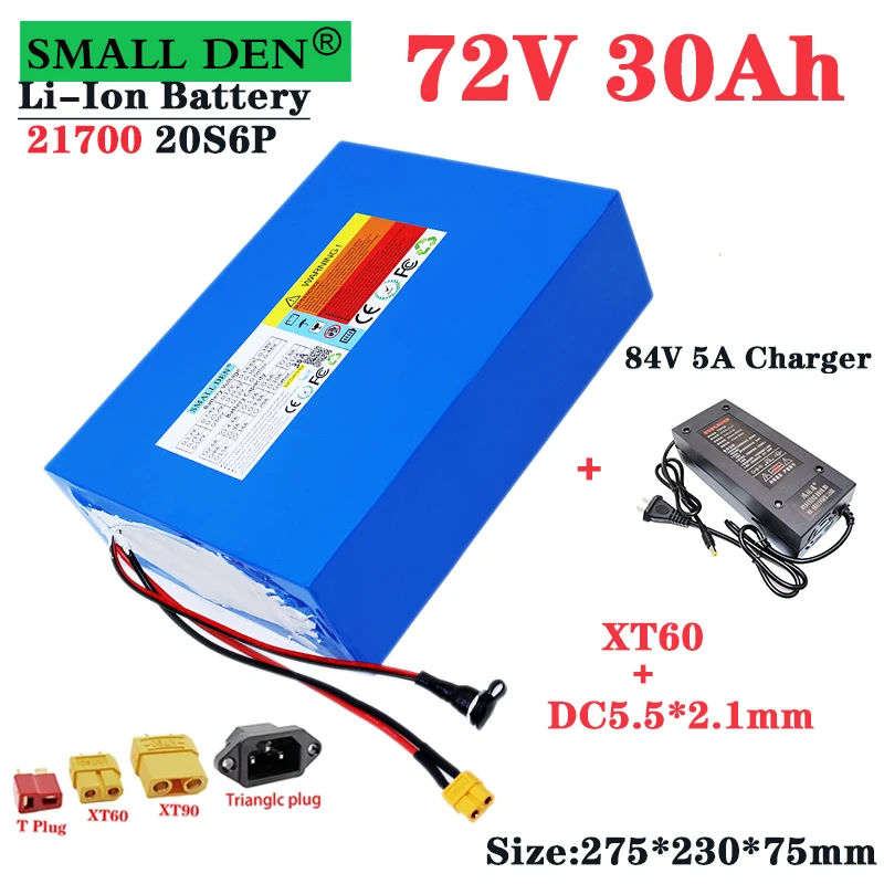 New 72V 30Ah 21700 Lithium Battery Pack 20S6P 84V Electric Bicycle Scooter Motorcycle BMS 3000W High Power Battery + 5A Charger