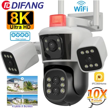 8K Outdoo 10X Optical Zoom WiFi IP Camera 16MP Four Lens Three Screens Human Auto Tracking 6K Security Video Surveillance CCTV 1