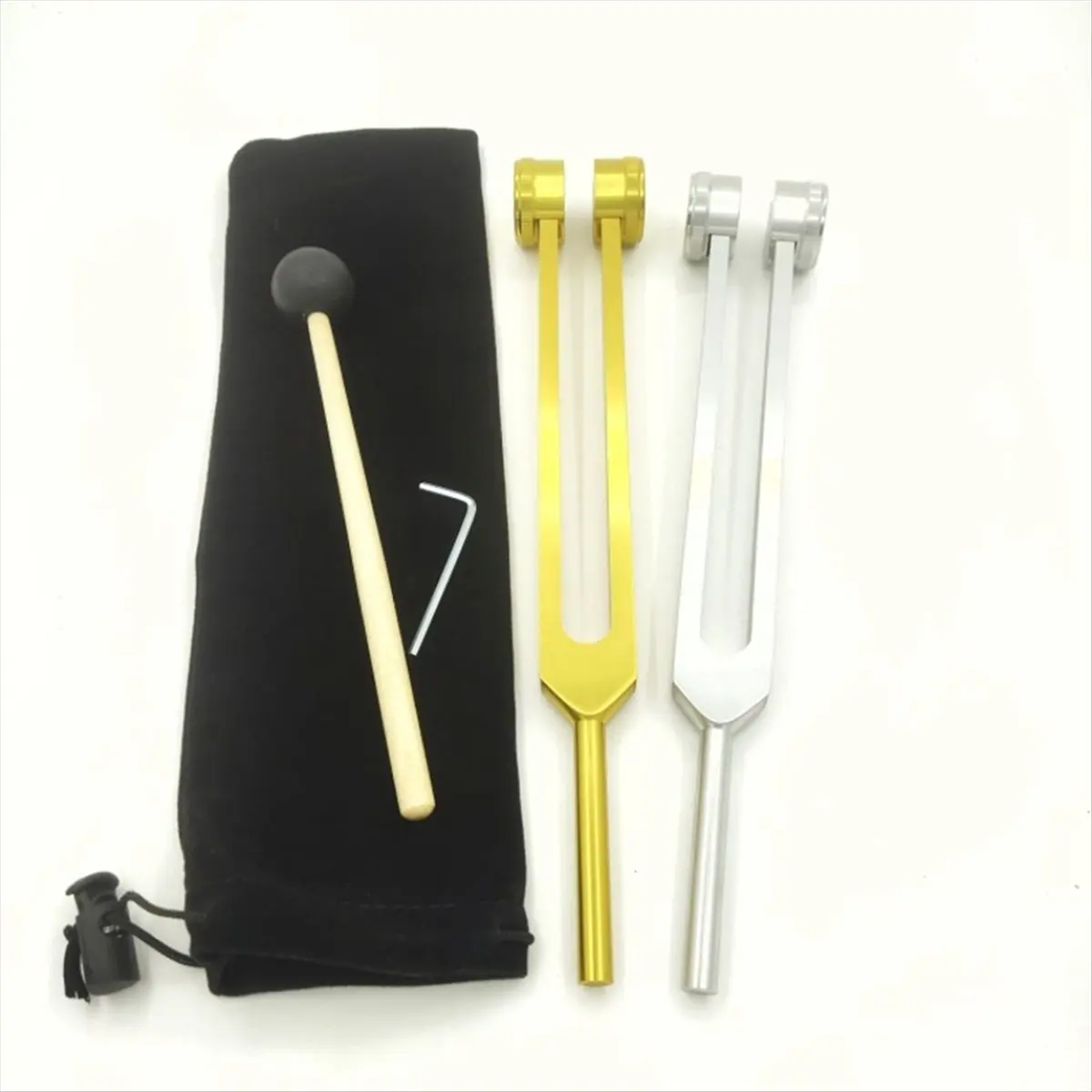 A50U 실버 연장형 25cm 귀 청소용 튜닝 포크 128HZ 튜닝 포크 (렌치, 천 가방, 망치 포함)