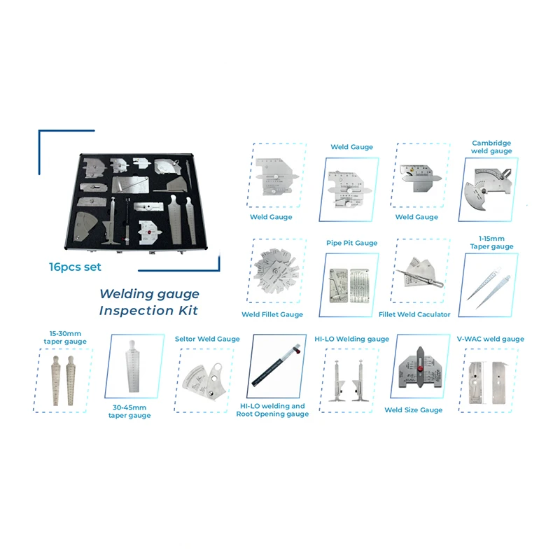 

Factory Direct Welding Inspection Fillet Gauge Tool Kit 16pcs set
