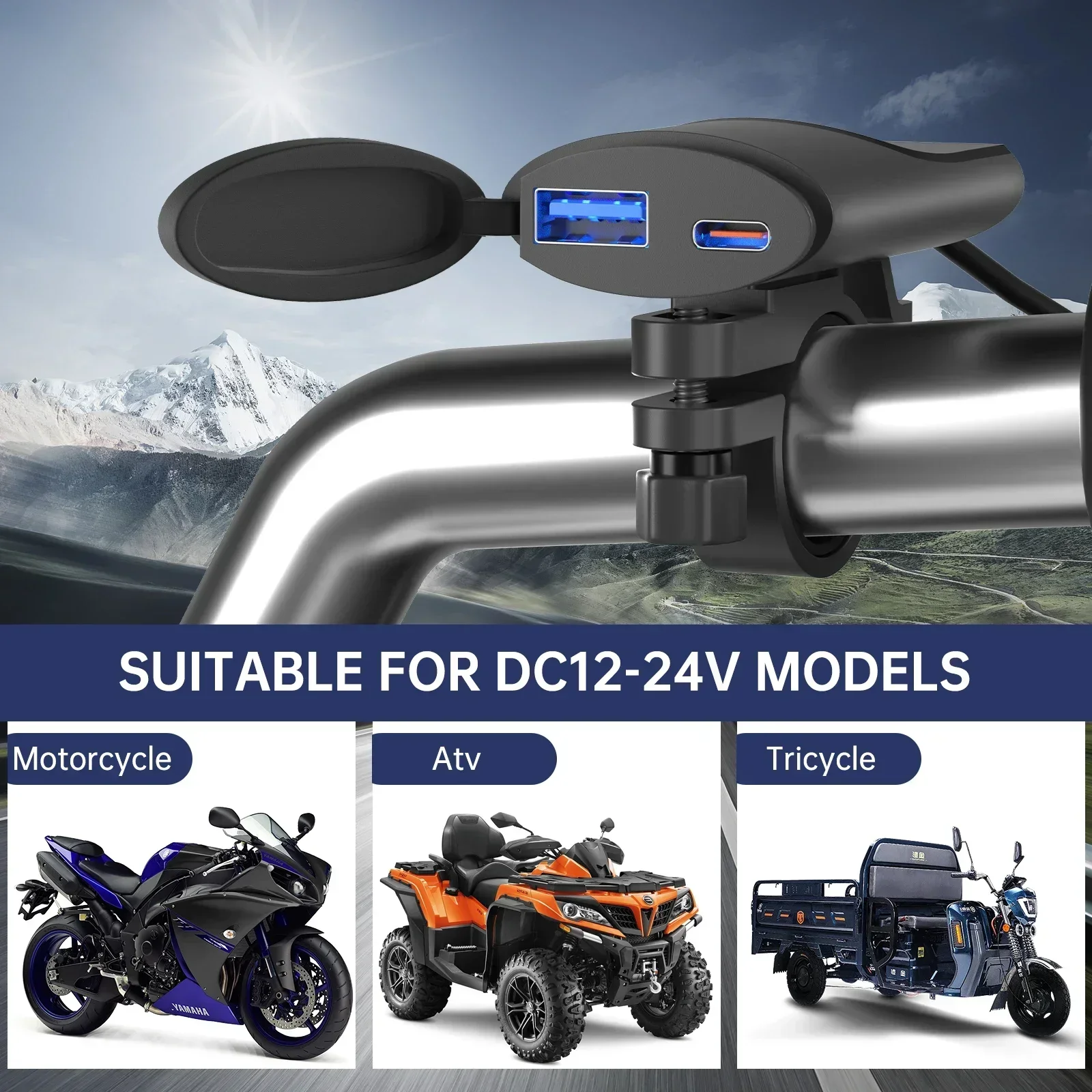 Caricabatterie Usb Per Moto Qc3.0 Pd Adattatore Rapido Usb A Ricarica Rapida 12V 30W Pd 18W Qc Retrofit Interfaccia Di Conversione Accessori Moto