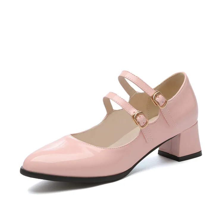 

Oversize Large size Big size High-heeled shoes Pointed thick heel shoes Simple Mary Jane design comfortable