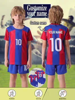 2025 Summer new soccer top for 2-14 years old Short sleeve + shorts Comfortable and breathable children's tracksuit 1