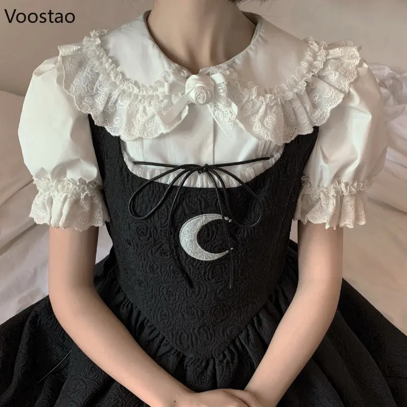 ヴィンテージビクトリア朝かわいいロリータシャツ女性ゴシック