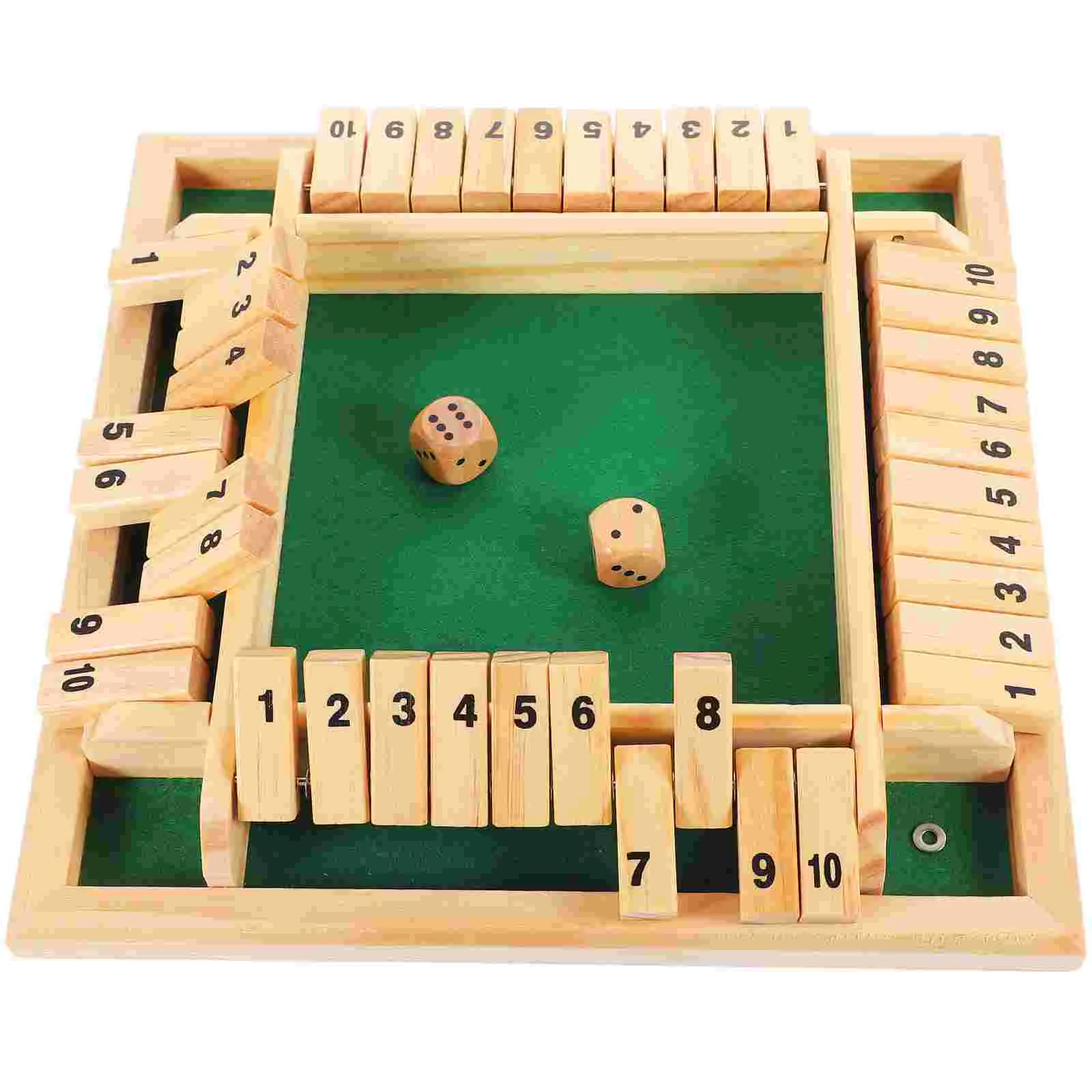 

Wooden Shut The Box Game Four-Sided Flop Games Parent-Child Board Game Flip 10 Numbers Tabletop Games Educational Toys