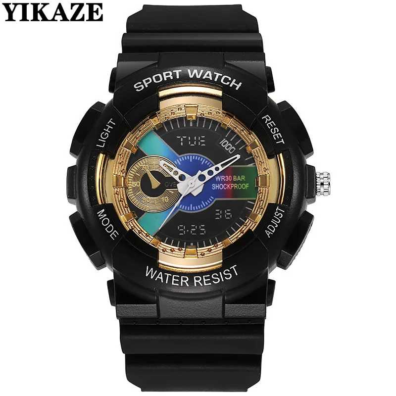 

YIKAZE Sport Watch Silicone Military Quartz Men's Watches Waterproof Shockproof Fashion Quartz Watch Clock for Men Women Kids