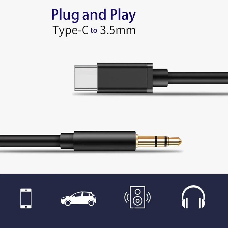 Type C Audio Adapter Usb Type C To 3.5mm Aux Audio Cable Headset Speaker Headphone Jack Adapter Car Aux for Samsung S20 Plus Note 20 S21 Ultra Tab S7