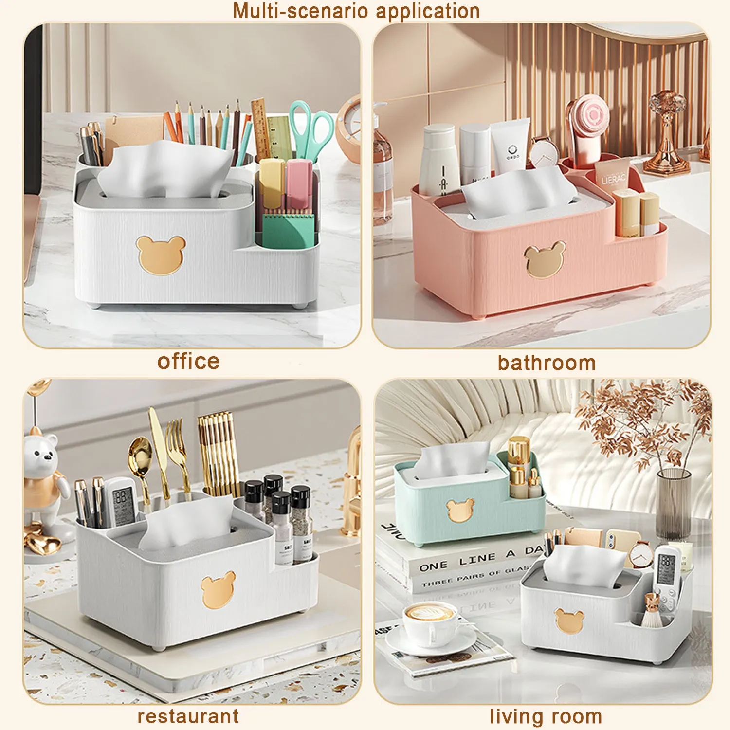 Multifunktionale Taschentuchbox für Wohnzimmer und Esszimmer, Papierbox mit geteiltem Format, Desktop-Aufbewahrungsbox – Detail 10