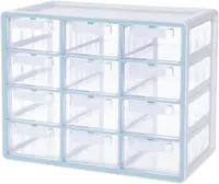 Blue Ginkgo Large 12-Drawer Cabinet – Stackable Clear Organizer for Hardware, Beads, Plastic Bricks, Office, and Craft Storage 1