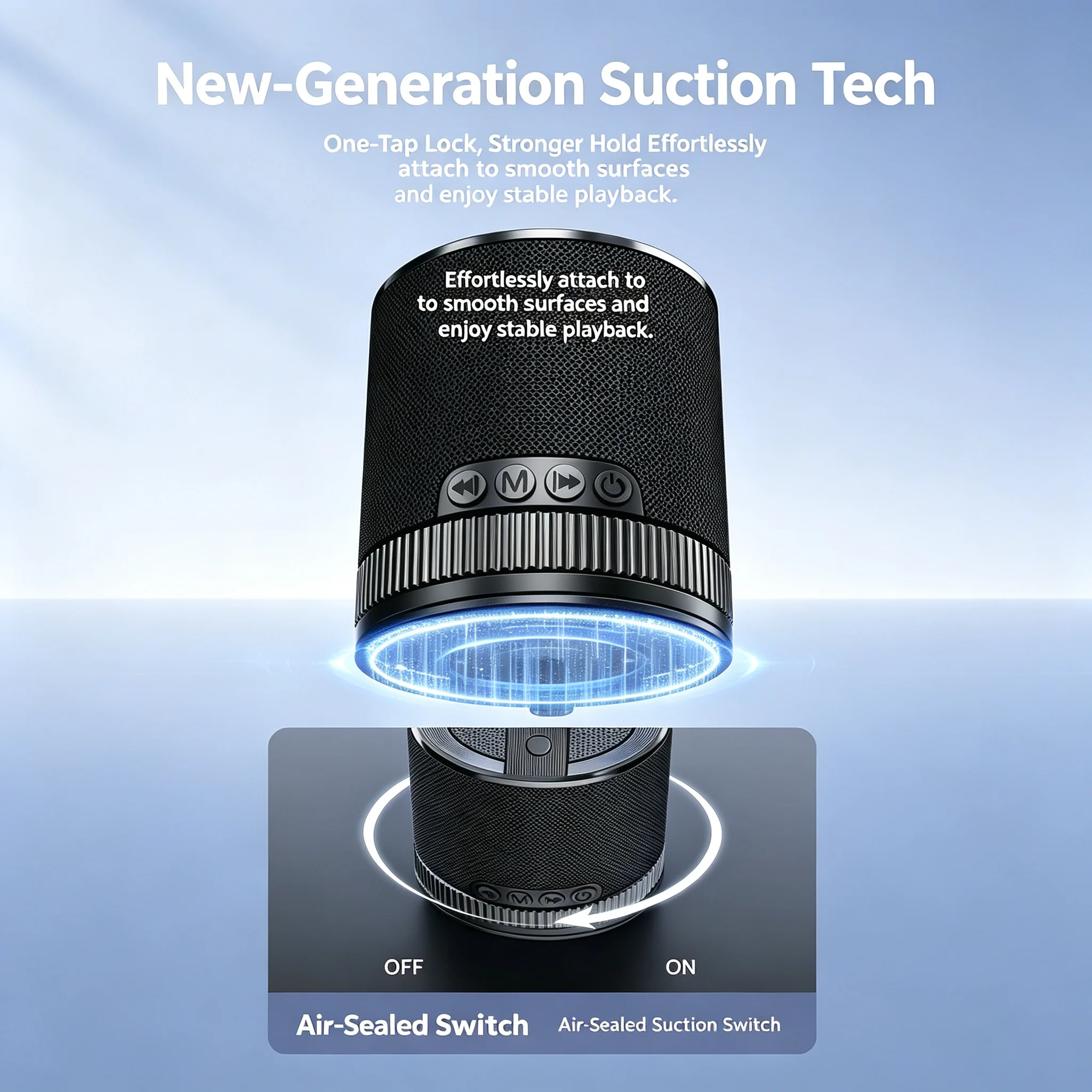 Portable 5W Suction Cup Bluetooth Speaker for Shower and Bathroom with HiFi Stereo Sound