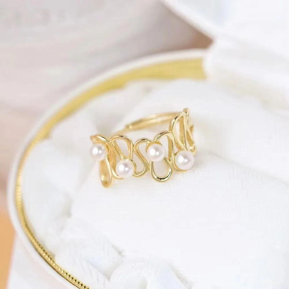 

Кольцо из серебра 925 пробы, с жемчугом, 4-5 мм