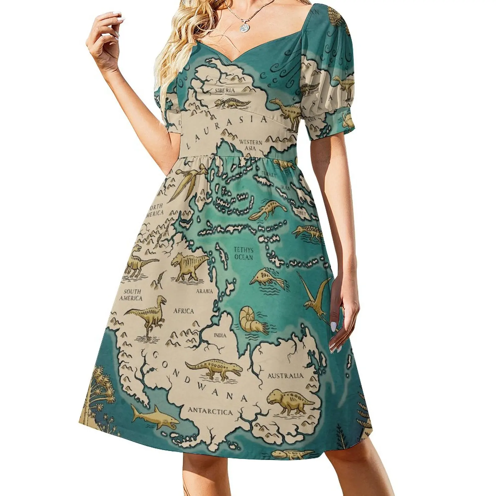 

map of the supercontinent Pangaea Dress dress summer 2023 women Bridesmaid dress woman