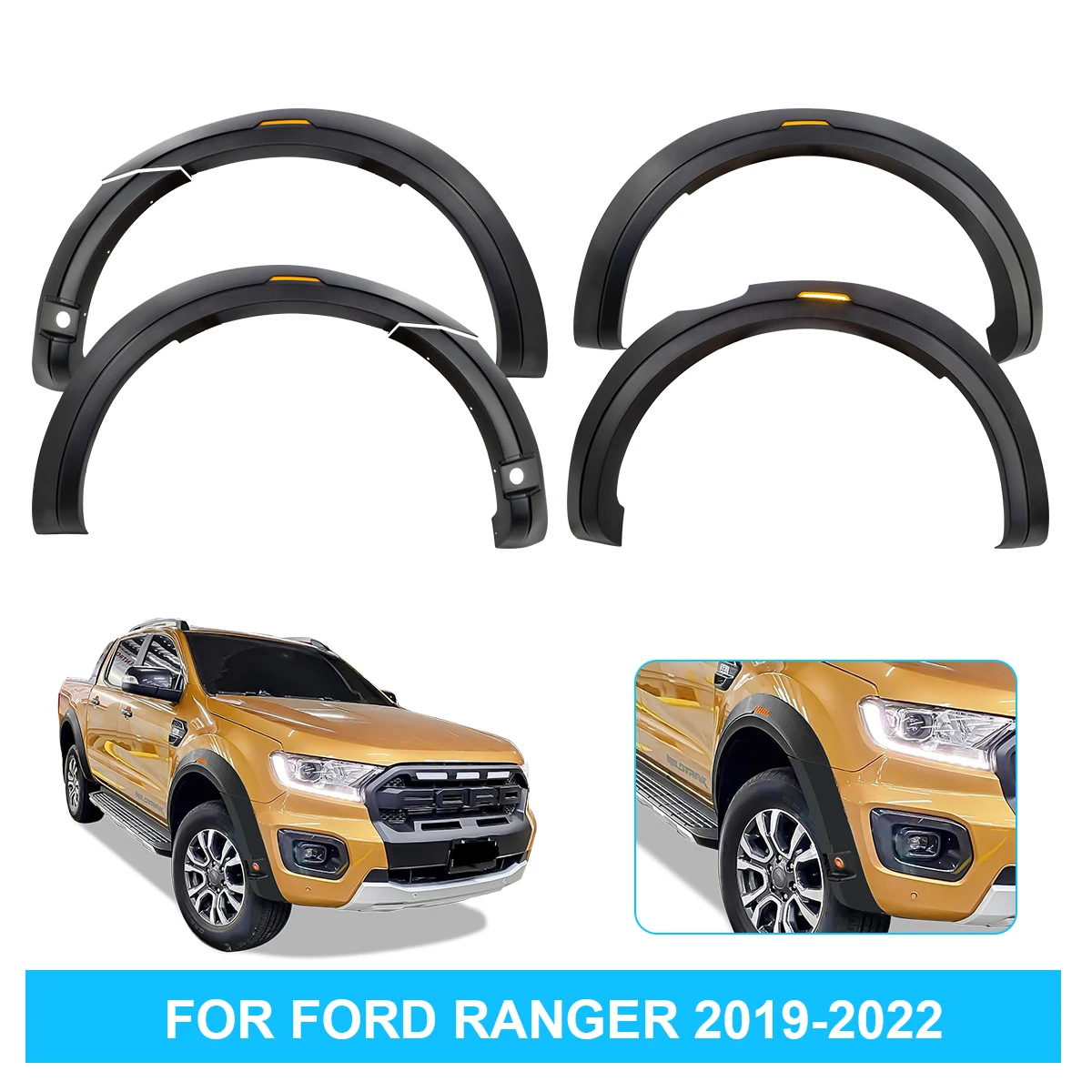 Fender Flares Wheel Arch Mudguards With Integrated LED Reflector For