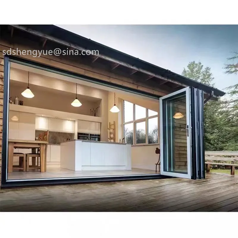 12*8 Aluminum double pane exterior bifold doors interior partition patio glass door bi fold accordion door sliding folding